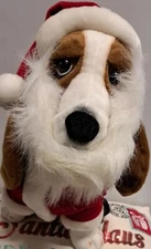 Vtg Tiny Hush Puppies Basset Hound Christmas Dog Plush Stuffed Animal Santa Suit
