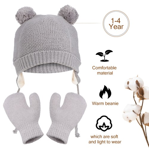 Fleece Children's Hat Glove Set Boy Baby Hats Mittens Gloves Infant - Picture 2 of 11