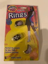 New 60's Revolution Mod Rings Costume Accessories Set Of 3 Plastic Forum Novelts