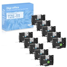 10PK Compatible with Brother P-Touch TZe-111 TZ111 Black on Clear Label Tape 6mm