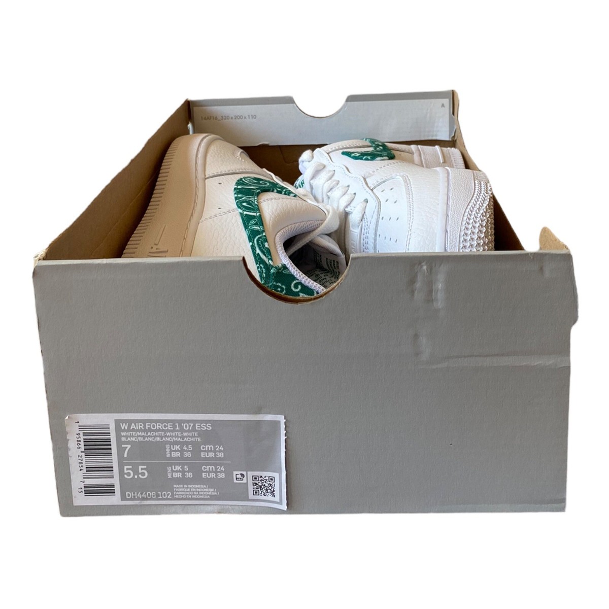 Nike Air Force 1 Low '07 Essential White Green Paisley Shoes