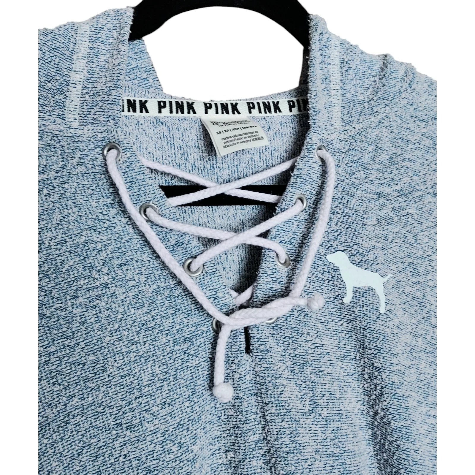 UNDERCOVER Victoria's Secret ROSA Terry panno tunica stringata oversize donna grigia felpa con cappuccio XS