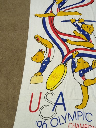 Vintage Goals 1996 Olympics Gymnastic Champions Beach Towel Bears - Picture 8 of 14