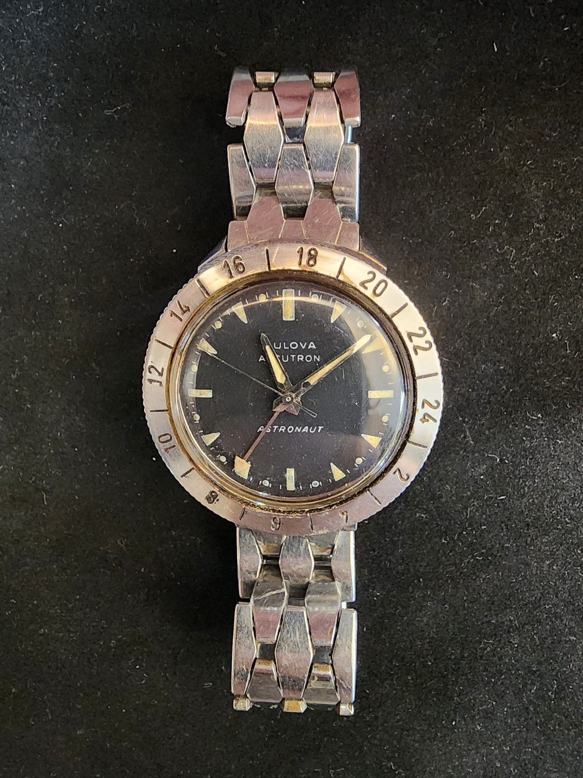 BULOVA ACCUTRON ASTRONAUT WITH ORIGINAL COFFIN LINK BAND AS IS