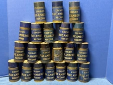 21 Edison Blue Amberol Cylinder Records, Cases, Matching # Lids  *See 24 Pics*