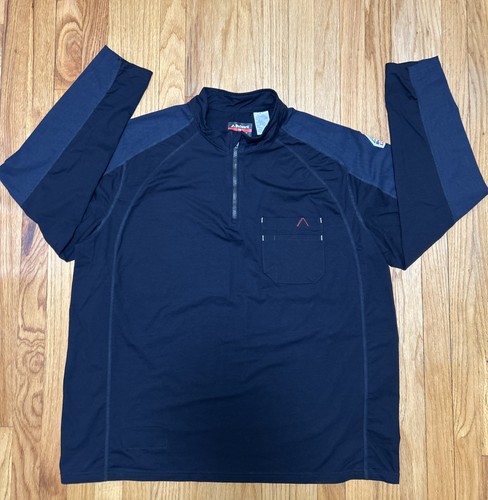Bulwark 1/4 Zip Flex Knit Long Sleeve Men’s 2XL Blue Fire Resistant Lightweight - Picture 1 of 10