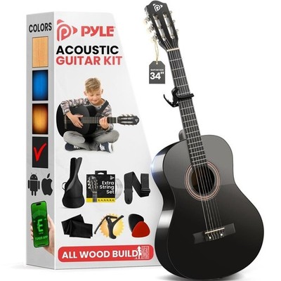 Pyle 34'' 6-String Classical Acoustic Guitar for Beginner & Adult (Black)