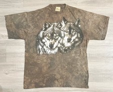 Vintage 1999 The Mountain Men 2XL Single Stitch T-Shirt Wolf Tie Dye USA Made C3