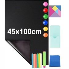 Selbstklebende und magnetische Tafelfolie Schwarz 6 staublose Kreide, 6 Magneten