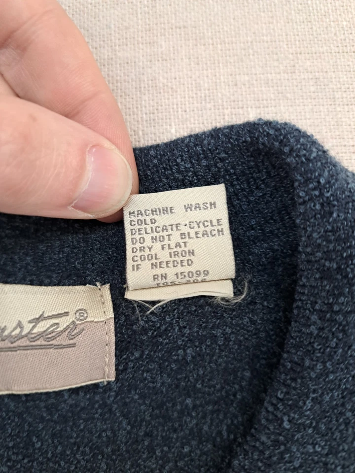 Vtg Fieldmaster Polo Sweater Mens Large Indigo Double Knit Textured Japan - Image 4 of 4