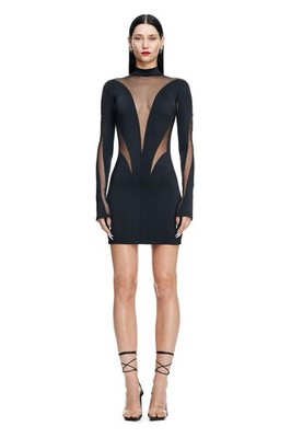 Mugler black mesh dress