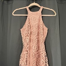 Rue21 Floral Lace Mini Summer Lined Halter Dress Women SM Blush Pink