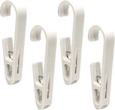 Uenhoy Large Laundry Hooks with Clips 4 Pcs Clothes Pins Heavy Duty, White 