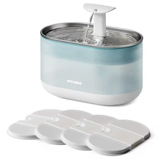 PETLIBRO - Capsule Stainless Steel 2.1L Cat and Dog Drinking Fountain with Tw...