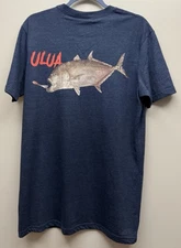 NEW Hawaiian Island Creations Shane Hamamoto Gyotaku Ulua Fish Print Blue Sz L