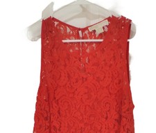 Michael Kors Red Sleeveless Dress Woman S 12 Lace Dress with flounce Hem Slip