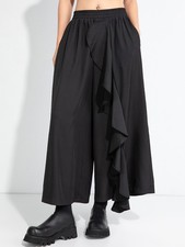 Japanese New Womens Loose Pants Wide Leg Trousers Casual Autumn Black Pantskirt