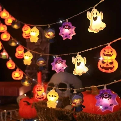 Halloween Colourful String Lights 2m 10 LED Spooky Season Haunted House Party - Photo 1/4