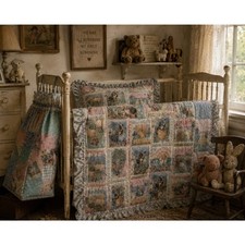 Vintage Farmhouse Nursery Bedding Set Quilt Pillow Sham Diaper Stacker