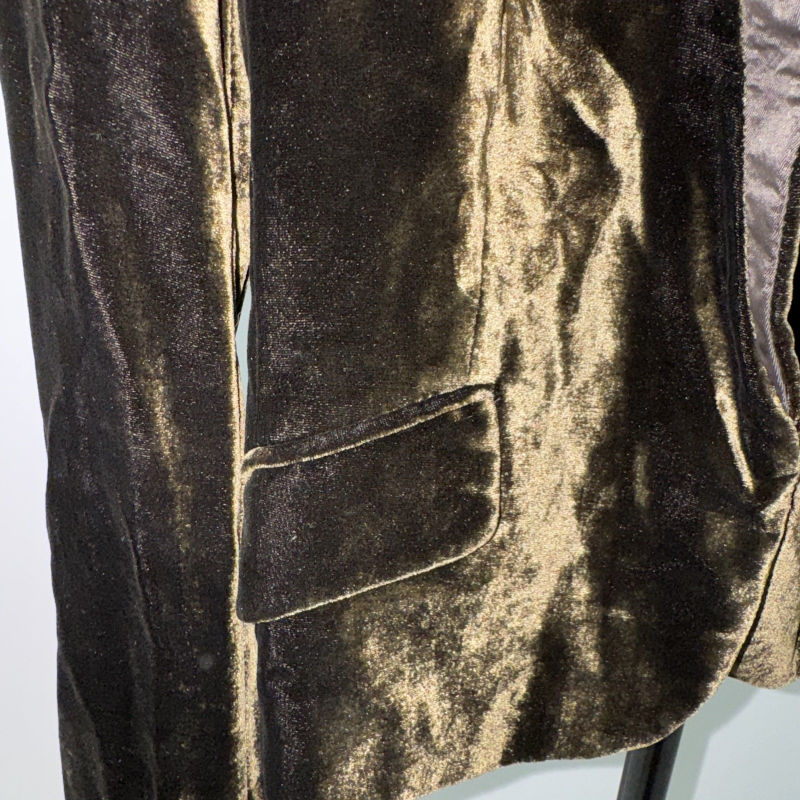 Zara Woman Rich Olive Brown Old Money Velvet Blazer Jacket Size Small image 3