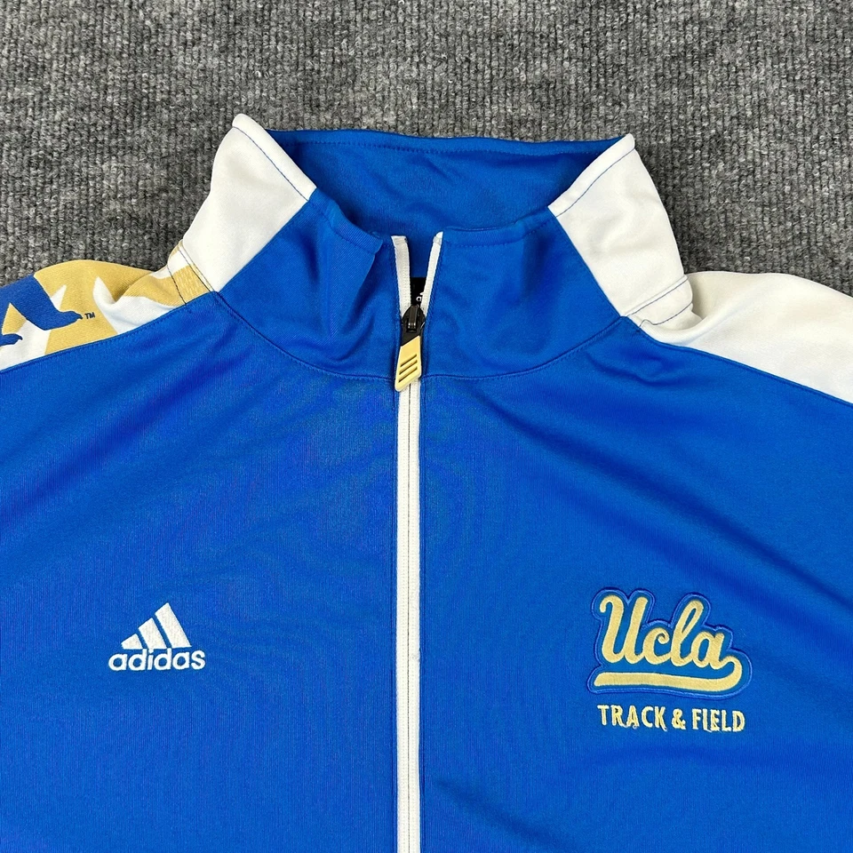 UCLA Bruins Jacket Mens Large Blue Adidas Player Team Issue Track Field Zip Logo - Image 3 of 4