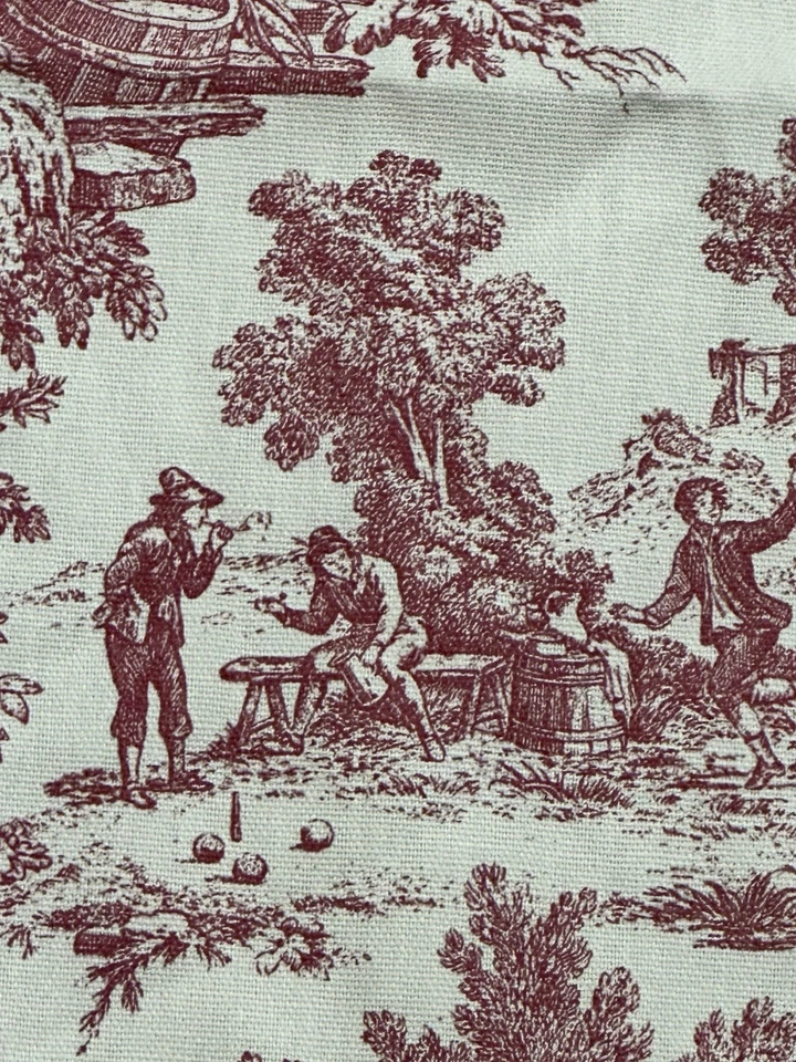 (2) Paneles de cortina de inodoro rojo y blanco roto - 34 X 84 cada uno - Hecho en EE. UU. - NUEVO - 100 % algodón - Foto 2 de 4