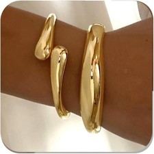 Chunky Gold Bangles Bracelets for Women Gold Cuff Bracelet Set Waterproof Non Ta