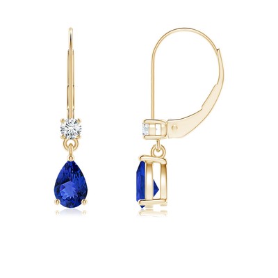 ANGARA 0,84 ct Birne Tansanit Leverback Ohrhänger mit Diamant in 14 K Gold