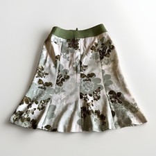 Vintage In Too Y2K Green Floral Paneled Midi Skirt Fairycore Boho Flared S