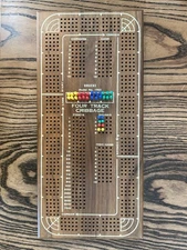 Drueke No.1962 - Four Track Walnut Cribbage Board - with Pegs, no Instructions