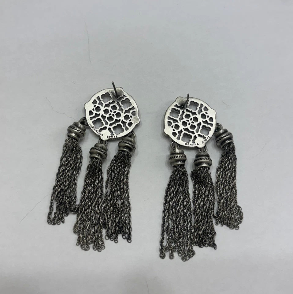 Kendra Scott Adams Antique Silver White Pearl Tassel Earrings - Image 4 of 4