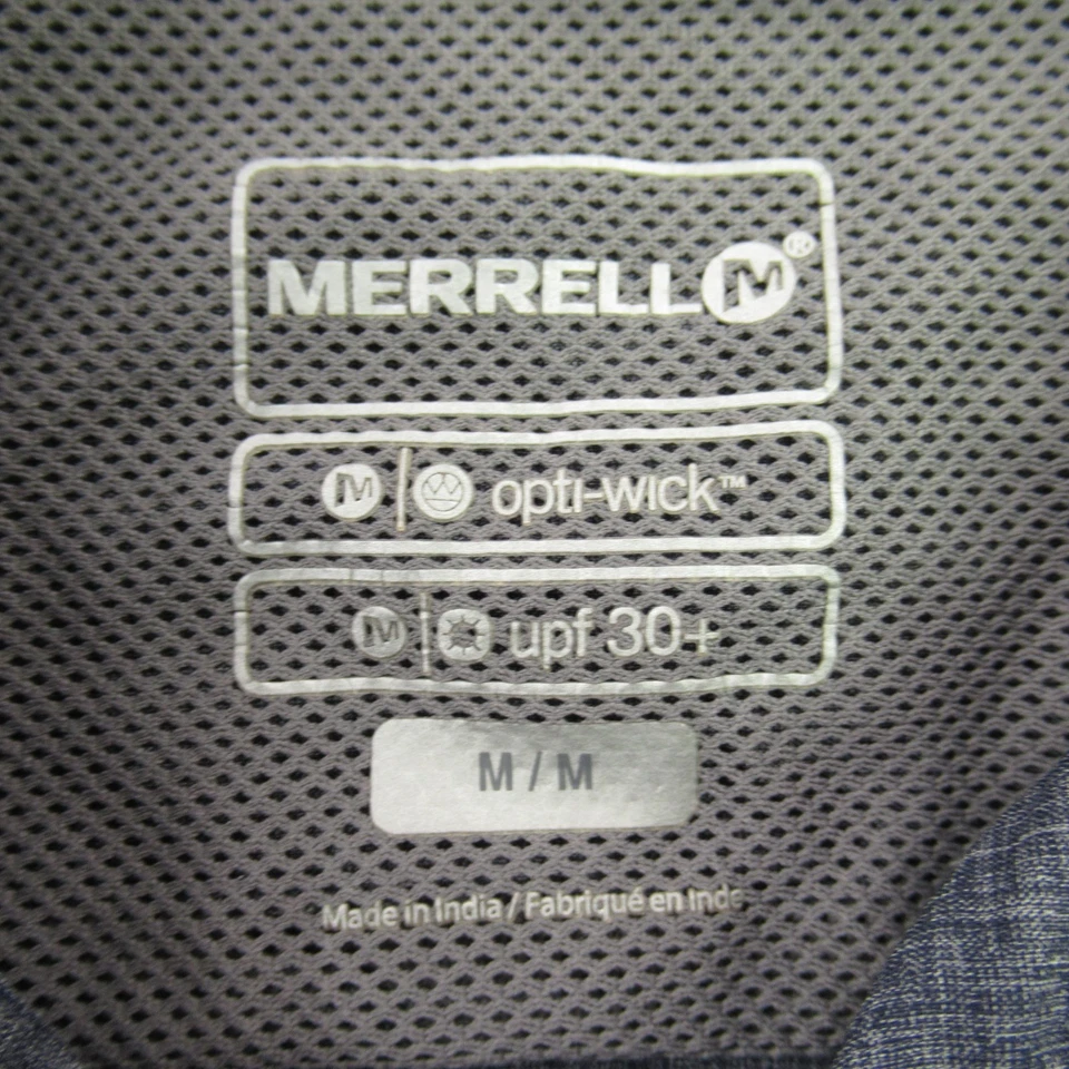 Merrell Shirt Mens Medium Short Sleeve Button Front Lightweight Optiwick Blue - Image 4 of 4