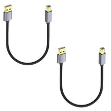 2pack 1ft/0.3m USB 2.0 to USB B Printer Cable, MIDI, DJ Controller, Scanner