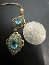 VTG Victorian revival Style Lavaliere Gold Filled Pendant Necklace 14”  *Read