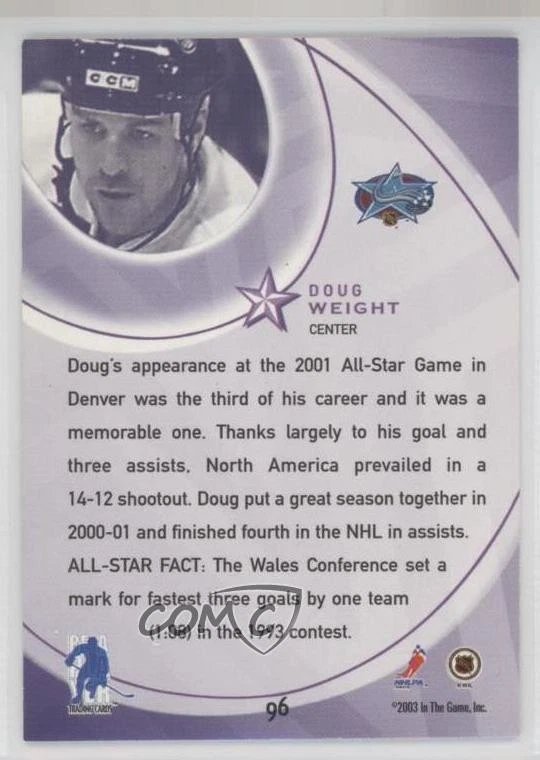 2002-03 ITG Be A Player All-Star Edition Doug Weight #96 - Image 2 of 2