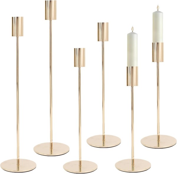 KerzenstäNder Set 6 StüCk Metall Vintage 33-23Cm Kandelaber FüR Hochzeit-image