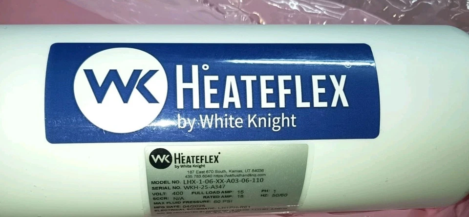 Heateflex Calentador en Línea, 6 KW P/N LHX-1-06-XX-A03-06-110 White Knight Nuevo  Foto 3 de 4