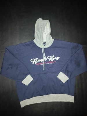 Bugle Boy Sweatshirt Mens XL Blue Gray Pullover Hoodie Denim Clothing Spell Out
