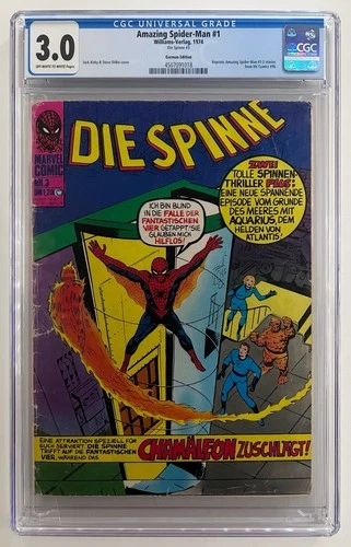 AMAZING SPIDER-MAN #1, CGC 3.0, RARE Foreign GERMAN/Germany Edition! 1974