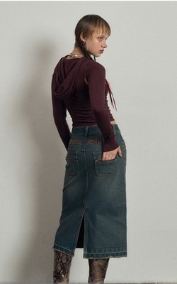 Badee  Same S..... Different Badee Denim Midi Skirt ~sz S~Very Unique