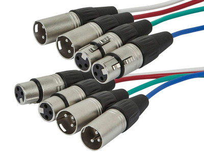 4-Channel XLR Male to XLR Female Snake Cable - 6 Meter (20 Feet) 2 Up