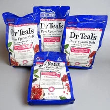 Dr. Teal's 4p Lot Pomegranate & Black Currant Epsom Salt Soaking Solution 3lb x4