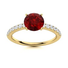 925 Silver Garnet Stone Solitaire with Accents Womens Gift Ring Jewelry