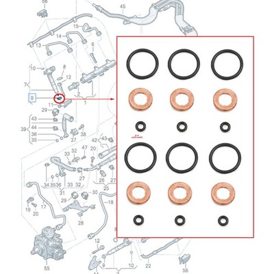 Injector Nozzle Seal Rings Kit Fit For Audi A6 Q7 VW TOUAREG 3.0 TDI 05A130519