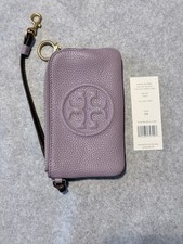 Tory Burch Logo Zip Card Case Wristlet Strap Color-Block NEW