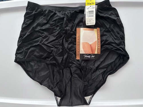 Vintage Vanity Fair Nylon Ravissant Classic Brief Panties 15712 Black Size 6 - Picture 1 of 5