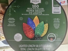 Holiday Time 100 Multicolor Super Bright C9 Lights - New