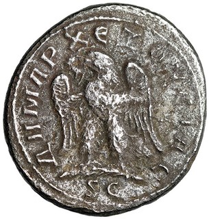 Moneda romana grande de plata de águila con apertura de alas de certificado de autenticidad TRAJAN DECIUS certificada