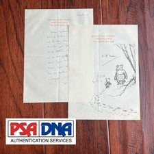 A.A. MILNE Autograph WINNIE THE POOH 100 Acre Wood Souvenir Print Signed * PSA
