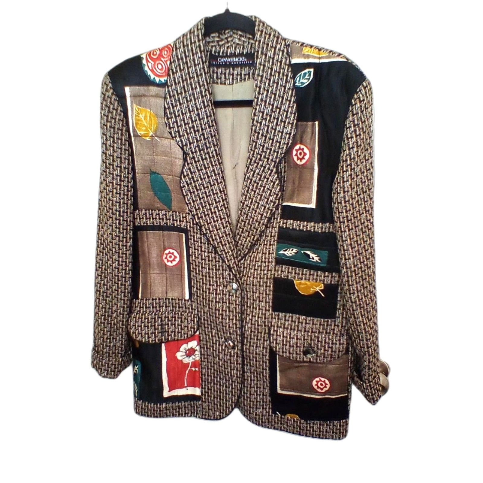 Canvasbacks Patchwork Multicolor Silk Wool Blend … - image 1